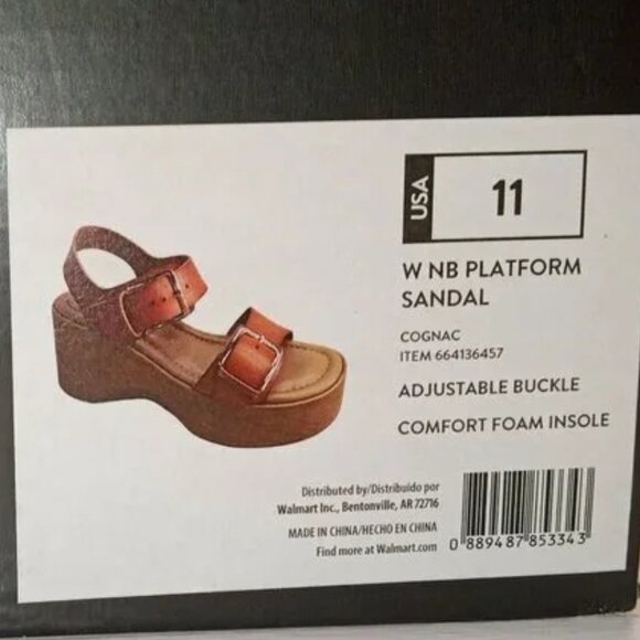 No Boundaries Cognac Adjustable Buckle Platform Sandals Size 11 - Picture 1 of 10